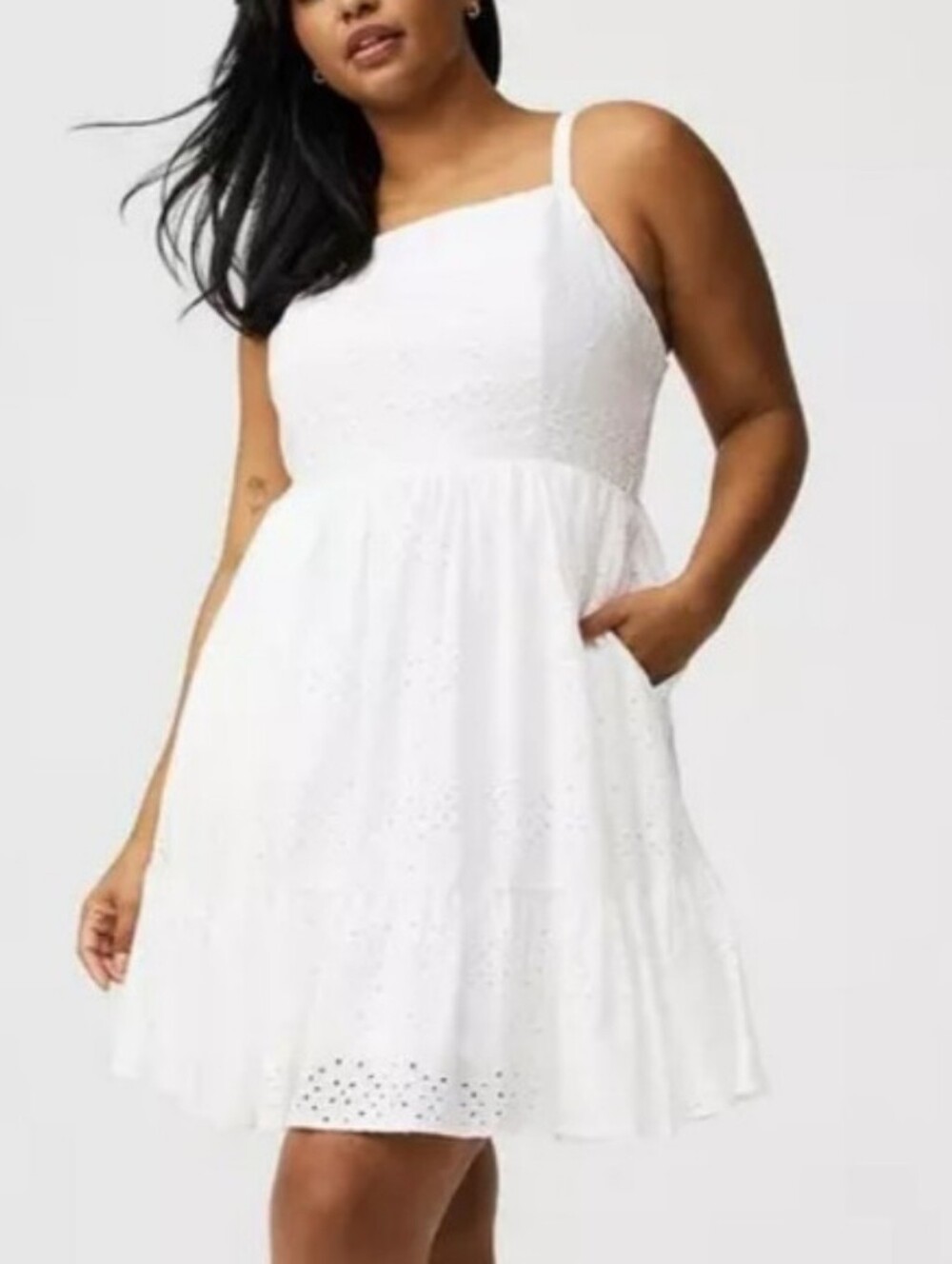 Torrid Size 00 White Eyelet High Neck Dress
